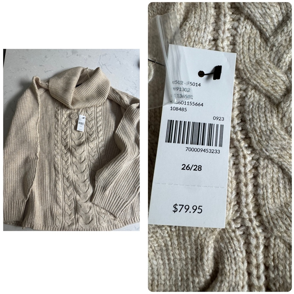 Lane Bryant Cream Cowl Neck Sweater